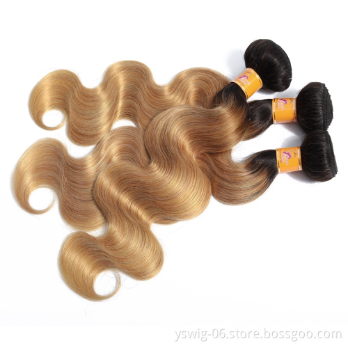 Wholesale Ombre Bundles Full Cuticle Body Wave 3 Bundle Brazilian Human Hair Weave Bundles 100% Virgin Human Hair Weaves